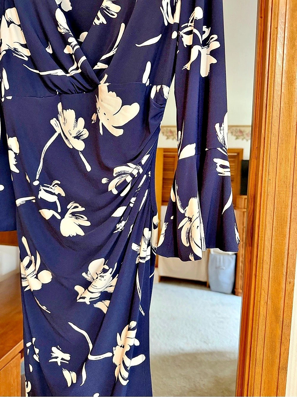 Lauren Ralph Lauren Floral Midi Dress in Blue & White Like New